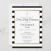 Chic Simple Gold Cross First Heilige Kommunion Einladung (Vorderseite)