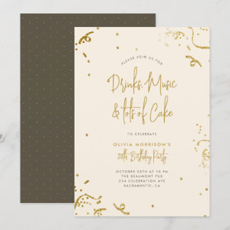 Chic Simple Gold Glitzer Confetti 30. Geburtstag Einladung