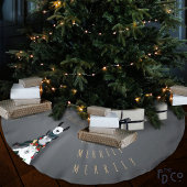 Chic Simple Gray | Funny Winter Llama Sheep Donkey Polyester Weihnachtsbaumdecke