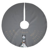 Chic Simple Gray | Funny Winter Llama Sheep Donkey Polyester Weihnachtsbaumdecke (Vorderseite)