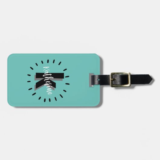 Chic Simple Initial Monogram Gepäckanhänger (Vorderseite horizontal)