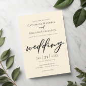 Chic Simple Ivory Typografy Wedding Einladung