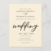 Chic Simple Ivory Typografy Wedding Einladungspostkarte (Vorderseite)