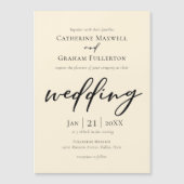 Chic Simple Ivory Typografy Wedding Magneteinladung (Vorderseite)