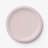 Chic Simple Light Pink and White Stripes Pappteller (Vorderseite)