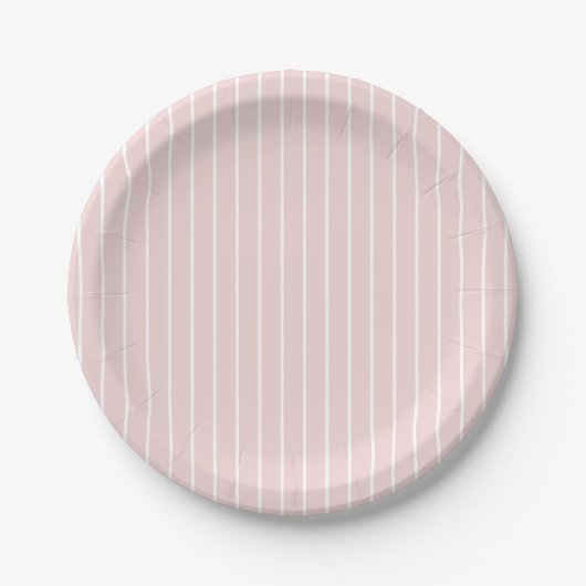 Chic Simple Light Pink and White Stripes Pappteller (Vorderseite)