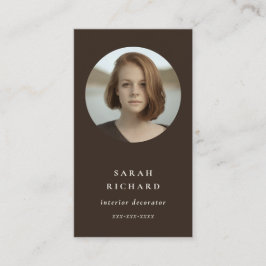 Chic Simple Minimal Dark Brown Berufliches Foto Visitenkarte