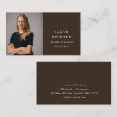 Chic Simple Minimal Dark Brown Berufliches Foto Visitenkarte (Vorne/Hinten)