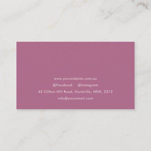 Chic Simple Minimal Rose Rosa Berufliches Foto Visitenkarte (Rückseite)