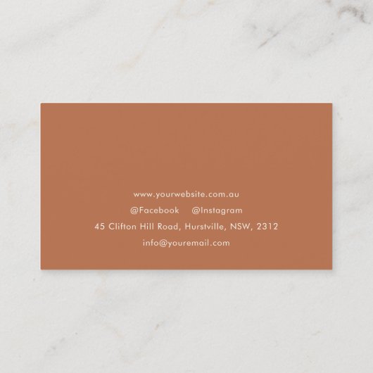 Chic Simple Minimal Rost Orange Berufliches Foto Visitenkarte (Rückseite)