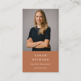 Chic Simple Minimal Rost Orange Berufliches Foto Visitenkarte