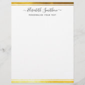 Chic Simple Minimal White Gold Personal Stationery Briefbogen (Vorderseite)