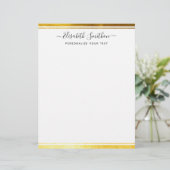 Chic Simple Minimal White Gold Personal Stationery Briefbogen (Stehend Vorderseite)