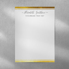 Chic Simple Minimal White Gold Personal Stationery Briefbogen