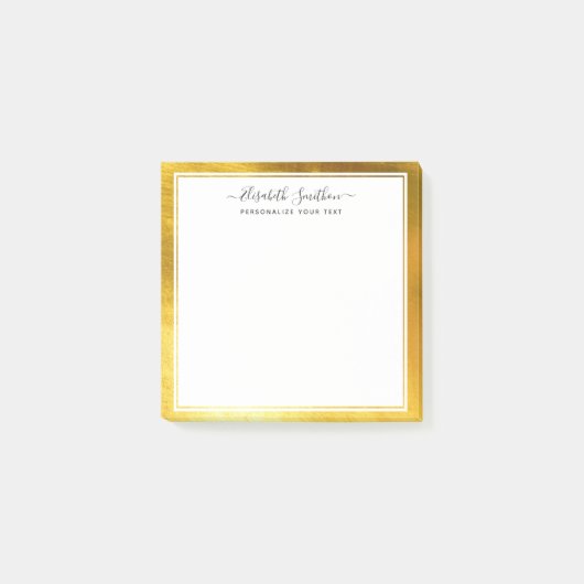 Chic Simple Minimal White Gold Personal Stationery Post-it Klebezettel (Vorderseite)