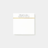 Chic Simple Minimal White Gold Personal Stationery Post-it Klebezettel (Vorderseite)