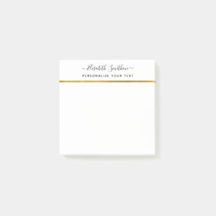 Chic Simple Minimal White Gold Personal Stationery Post-it Klebezettel