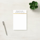 Chic Simple Minimal White Gold Personal Stationery Post-it Klebezettel (Büro)