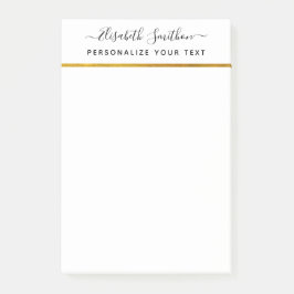 Chic Simple Minimal White Gold Personal Stationery Post-it Klebezettel