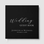 Chic Simple Minimalist Modern Plain Wedding Black Gästebuch (Vorderseite)