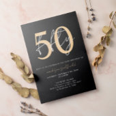 Chic Simple Minimalistisch Black Gold 50. Geburtst Einladung