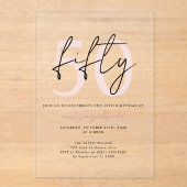 Chic Simple Minimalistisch Blush Pink 50. Brithday Acryleinladungen (Vorderseite)