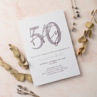 Chic Simple Minimalistisch Lila Plum 50. Geburtsta Einladung