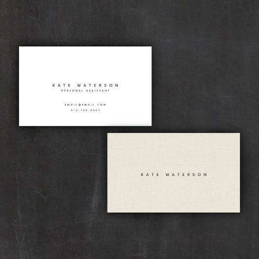 Chic Simple Minimalistisch Natural Leinwand Visitenkarte