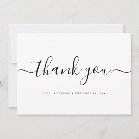 Chic Simple Minimalistisch Wedding Foto Dankeskarte (Vorderseite)