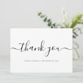 Chic Simple Minimalistisch Wedding Foto Dankeskarte (Stehend Vorderseite)