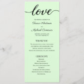 Chic Simple Mint green Wedding Liebe Script Programm (Vorderseite)