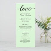 Chic Simple Mint green Wedding Liebe Script Programm (Stehend Vorderseite)