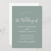 Chic Simple Modern Calligraphy Sage Green Wedding Einladung (Vorne/Hinten)