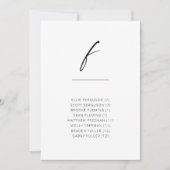Chic + Simple Modern Script Alphabetical Seat F (Vorderseite)