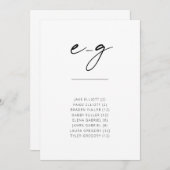 Chic Simple Modern Script Alphabetical Seating E-G (Vorne/Hinten)