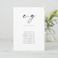 Chic Simple Modern Script Alphabetical Seating E-G