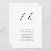 Chic Simple Modern Script Alphabetical Seating F-H (Vorne/Hinten)