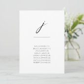 Chic + Simple Modern Script Alphabetical Seating J (Stehend Vorderseite)