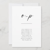 Chic Simple Modern Script Alphabetical Seating O-P (Vorderseite)