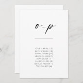 Chic Simple Modern Script Alphabetical Seating O-P (Vorne/Hinten)