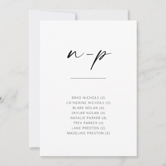 Chic Simple Modern Script Alphabetical Sitting N-P (Vorderseite)