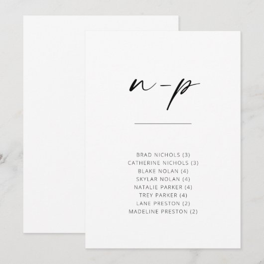 Chic Simple Modern Script Alphabetical Sitting N-P (Vorne/Hinten)