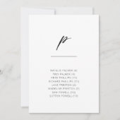 Chic + Simple Modern Script Alphabetical Sitzplati (Vorderseite)