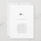 Chic + Simple Modern Script Alphabetische Sitzplät (Vorderseite)