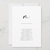 Chic + Simple Modern Script Alphabetische Sitzplät (Vorderseite)