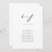 Chic Simple Modern Script Alphabetitical Seating I (Vorne/Hinten)