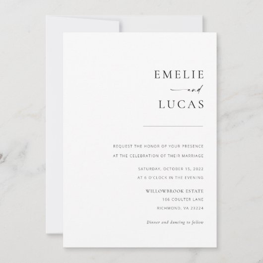 Chic + Simple Modern Script Wedding Einladung (Vorderseite)