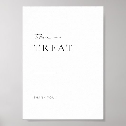 Chic + Simple Modern Script Wedding Leckerei Sign Poster (Vorne)