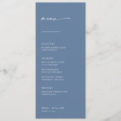 Chic + Simple Modern Script Wedding Menu | Blau Menükarte (Vorderseite)