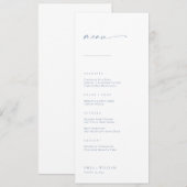 Chic + Simple Modern Script Wedding Menu | Blau Menükarte (Vorne/Hinten)